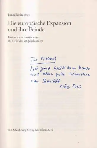 Buch: Die europäische Expansion und ihre Feinde, Benedikt Stuchtey, 2010, sign.