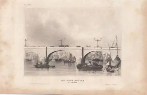 Die Neue Brücke in London. aus Meyers Universum, Stahlstich. Kunstgrafik, 1850