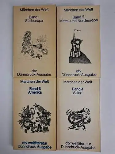 Buch: Märchen der Welt Band 1-4, dtv, Europa, Amerika, Asien, 4 Bände