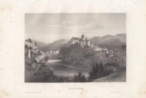 Elbogen. aus Meyers Universum, Stahlstich. Kunstgrafik, 1850, gebraucht, gut