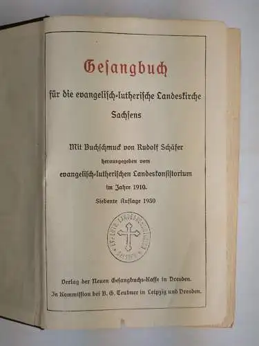 Buch: Gesangbuch für die evangelisch-lutherische Landeskirche Sachsens, 1930