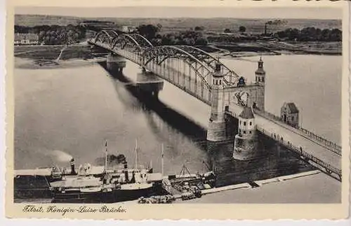 AK Tilsit, Königin-Luise-Brücke, ca. 1938, Trinks & Co., gelaufen, gebraucht gut