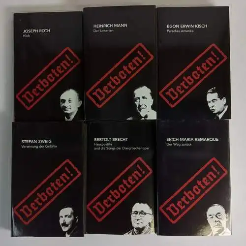 6x Bibliothek der verbotenen Bücher: Roth, Mann, Kisch, Zweig, Brecht, Remarque