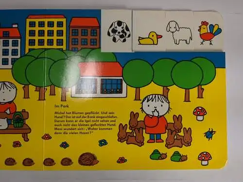 Buch: Moni und Michel, Dick Bruna, 1989, Pestalozzi Verlag, Pappbilderbuch