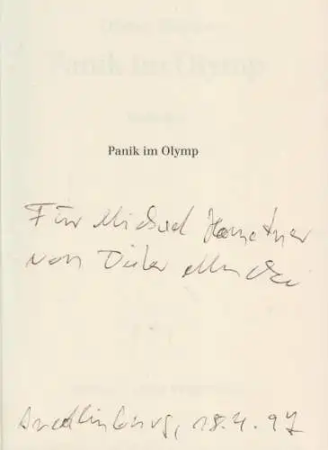 Buch: Panik im Olymp, Mucke, Dieter. Edition Merlin, 1995, signiert