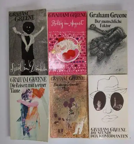 6 Bücher Graham Greene, Volk und Welt, Der menschliche Faktur, Spiel im Dunkeln