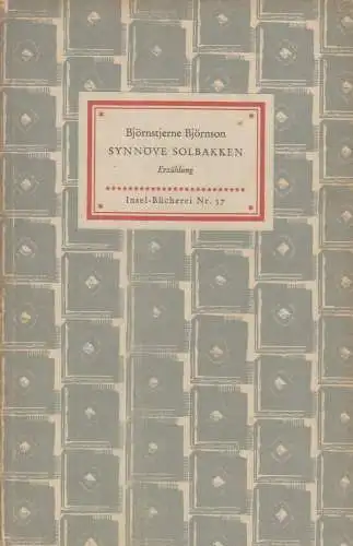 Insel-Bücherei 37, Synnöve Solbakken, Björnson, Björnstjerne, Insel Verlag, 1954