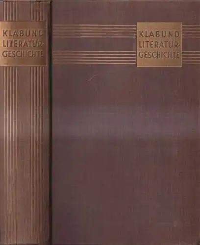 Buch: Literaturgeschichte, Klabund. 1929, Phaidon-Verlag, gebraucht, gut