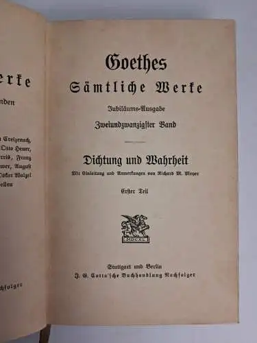 Buch: Dichtung und Wahrheit I-IV, Johann Wolfgang von Goethe, 4 Bände, Cotta