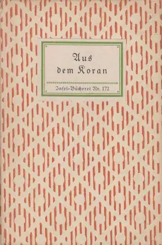 Insel-Bücherei 172, Aus dem Koran, Harder, E, Insel-Verlag, gebraucht