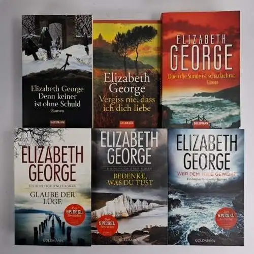 6 Bücher Inspector Lynley, Elizabeth George, Schuld, Tod, Glaube, Lüge, Sünde ..