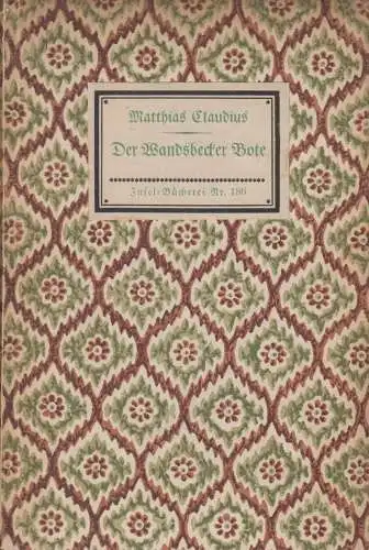 Insel-Bücherei 186, Der Wandsbecker Bote, Claudius, Matthias, Insel-Verlag