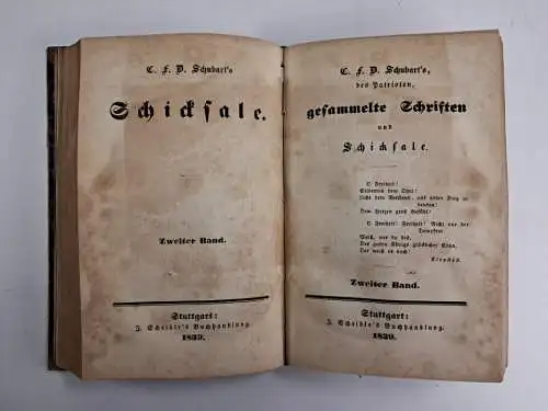 Buch:  C. F. D. Schubarts gesammelte Schriften und Schicksale 1+2, 1839 Scheibl