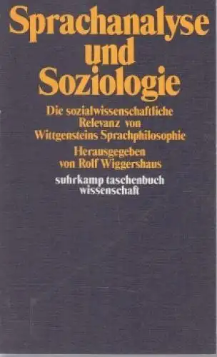 Buch: Sprachanalyse und Soziologie, Wiggershaus, Rolf. 1975, Suhrkamp