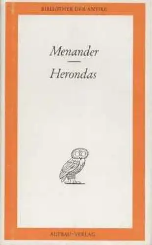 Buch: Menander. Herondas, Treu, Kurt und Ursula. Bibliothek der Antike, 1980