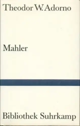 Buch: Mahler, Adorno, Theodor W. 1960, Suhrkamp Verlag, gebraucht, sehr gut