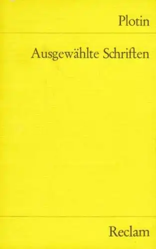 Buch: Ausgewählte Schriften, Plotin, 1973, Reclam Verlag, gebraucht, gut