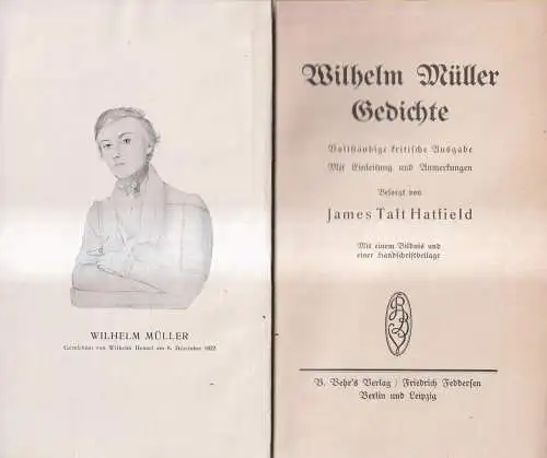 Buch: Gedichte, Wilhelm Müller, James Taft Hatfield, Behr / Feddersen