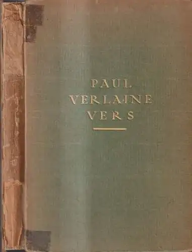 Buch: Vers, Paul Verlaine, 1919, Kurt Wolff Verlag, Poems Saturniens, frz.