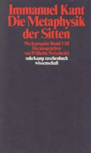 Buch: Die Metaphysik der Sitten, Kant, Immanuel. 1993, Suhrkamp Verlag