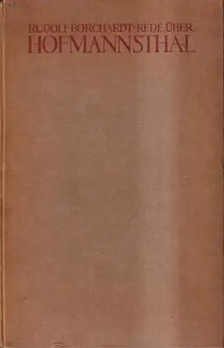 Buch: Rede über Hofmannsthal, Rudolf Borchardt, 1905, Julius Zeitler Verlag