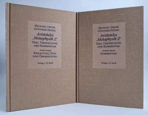 Buch: Aristoteles Metaphysik Z, 3 Bände, Frede / Patzig, 1988, C.H.Beck, 2 Bände