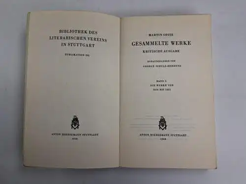 Buch: Martin Opitz - Gesammelte Werke Band I + II, 1968, Anton Hiersemann, 3 Bde