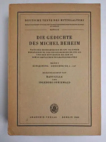 Buch: Die Gedichte des Michel Beheim Band I-III/1, 3 Bände, Akademie Verlag