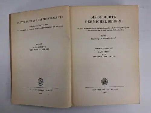 Buch: Die Gedichte des Michel Beheim Band I-III/1, 3 Bände, Akademie Verlag