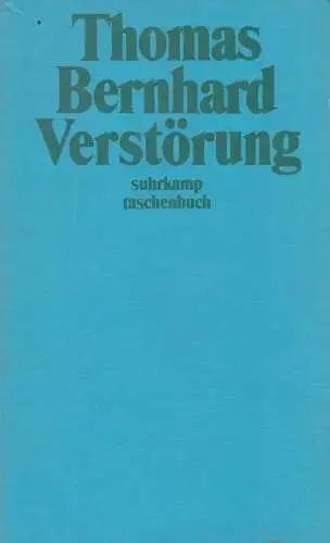 Buch: Verstörung, Bernhard, Thomas. Suhrkamp Taschenbuch, 1990, Suhrkamp Verlag