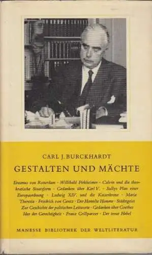 Buch: Gestalten und Mächte, Burckhardt, Carl J. 1961, Manesse Verlag