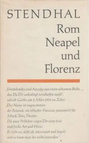 Buch: Rom, Neapel und Florenz, Stendhal. Gesammelte Werke, 1980, gebraucht, gut