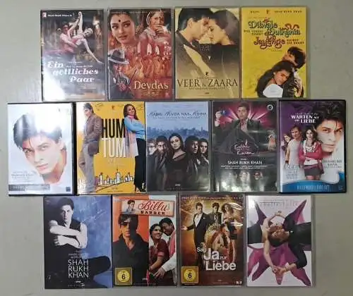 13 DVDs Bollywood, Shah Rukh Khan, Sag ja zur Liebe, Humtum, Veer & Zaara ...