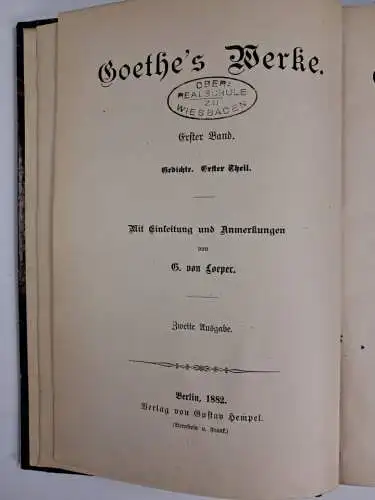 Buch: Johann Wolfgang von Goethe's Gedichte I-III, Hempel, 1882, 3 Bände