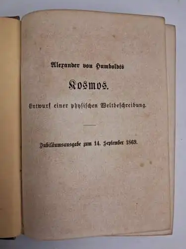 Buch: Kosmos. Humboldt, Alexander von, 4 Bände, 1869, Cotta'scher Verlag