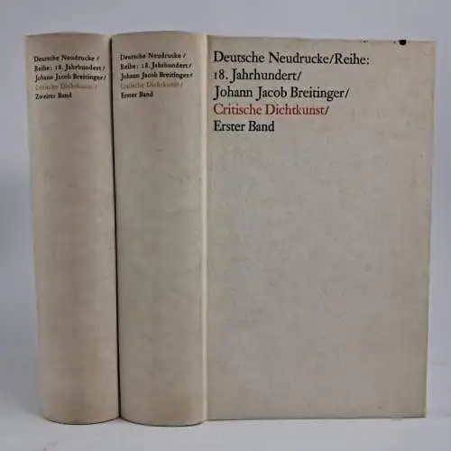 Buch: Critische Dichtkunst, Breitinger, Johann Jacob. 2 Bände, 1966, Metzler