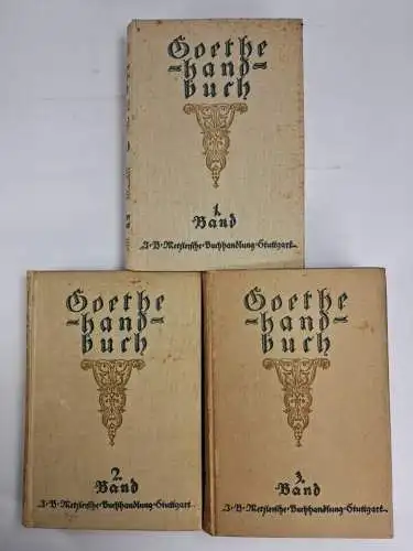 Buch: Goethe-Handbuch 1-3, Julius Zeitler, 1916, J. B. Metzler'sche Buchhandlung