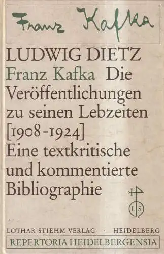 Buch: Franz Kafka, Die Veröffentlichungen zu seinen Lebzeiten, L. Dietz, 1982