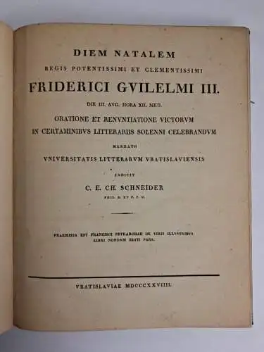 Buch: Diem natalem regis potentissimi et clementissimi Friderici Guilelmi III.