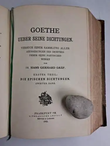 Buch: Goethe über seine Dichtungen. 1. Teil Die epischen Dichtungen, 2 Bde. in 1