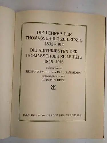 3 Bücher Thomasschule zu Leipzig: Ältere Geschichte, Lehrer und Abiturienten