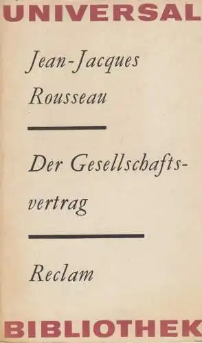 Buch: Der Gesellschaftsvertrag, Rousseau, Jean-Jacques. 1981, gebraucht, gut