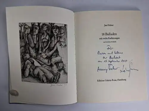 Buch: 18 Balladen, Jan Huber, 1997, Galerie Rose, mit signierten Radierungen