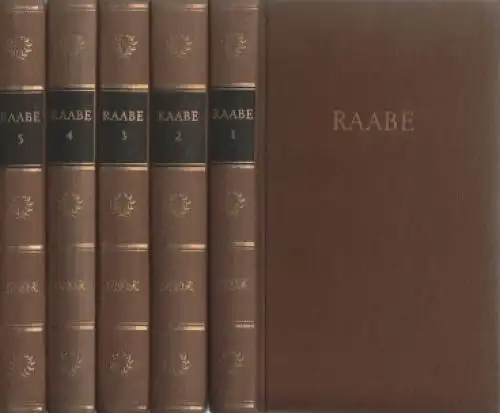 Buch: Raabes Werke in fünf Bänden, Raabe, Wilhelm. 5 Bände, 1972, Aufbau-Verlag