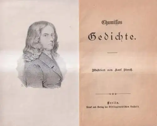 Buch: Chamisso's Gedichte, um 1900, Bibliographische Anstalt, Bilder Karl Storch