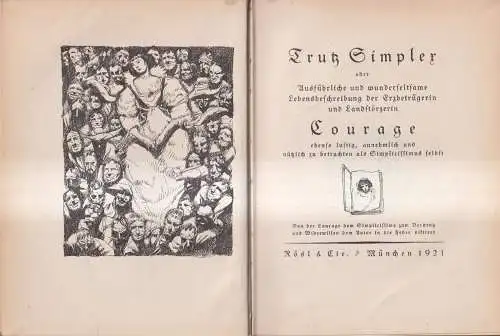 Buch: Trutz Simpler, Hans Jakob Christoffel v. Grimmelshausen, 1921, Rösl & Cie.