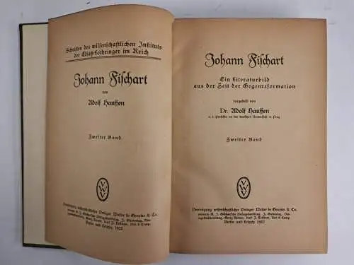 Buch: Johann Fischart, Adolf Hauffen, 1921, Walter de Gruyter, Bände, Lebensbild