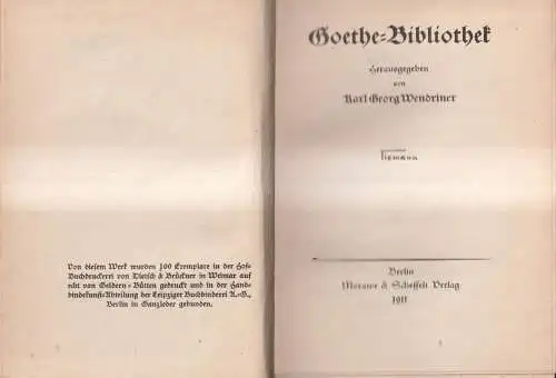 Buch: Goethe aus näherem persönlichen Umgange dargestellt. Johannes Falk, 1911