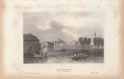 Eskilstuna in Schweden. aus Meyers Universum, Stahlstich. Kunstgrafik, 1850