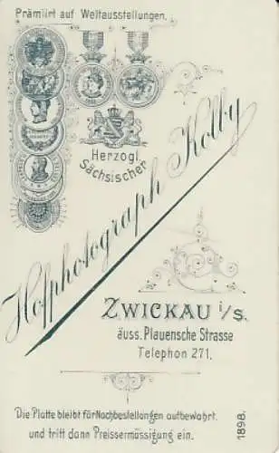 Fotografie Kolby, Zwickau - Portrait Dame mit gekraustem Haar, Fotografie. 1898